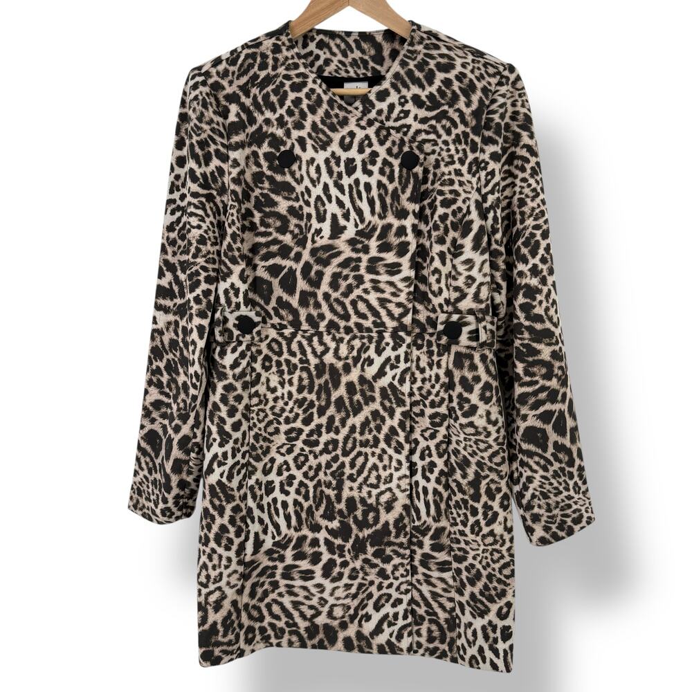 CAbi Sophia Leopard Print Jacket Womens Sz Large Double Snap Style 4602